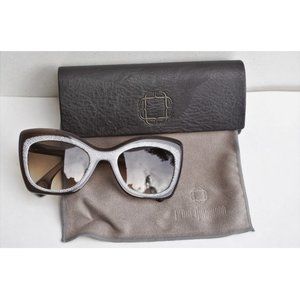 Blake Kuwahara Hardwick brown & white lace sunglasses w/ case & cloth